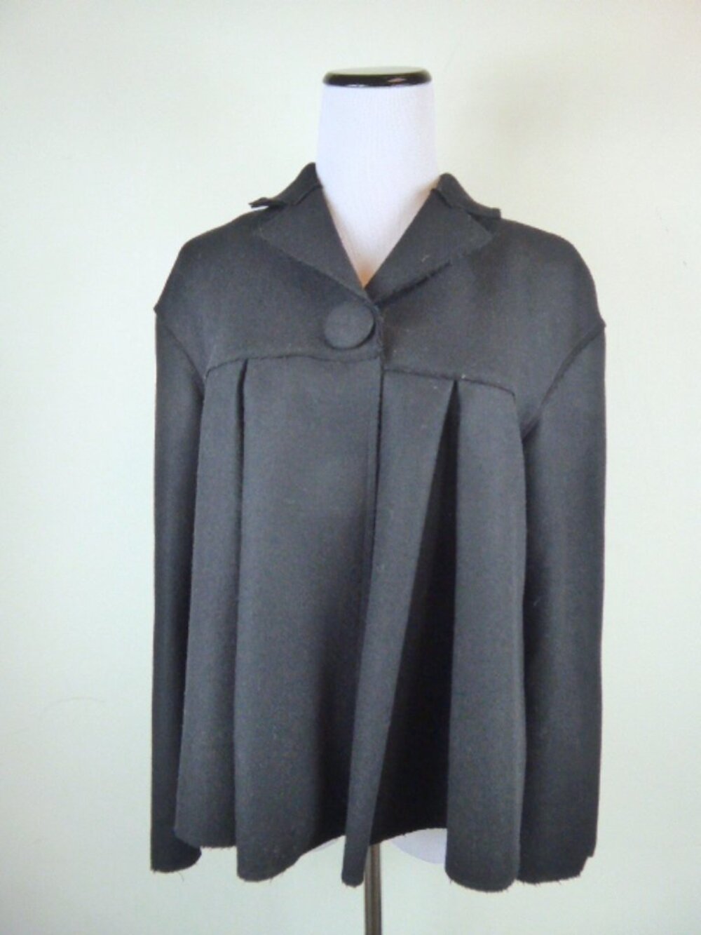 FRANCESCO SCOGNAMIGLIO black cashmere swing jacket 40 M L vintage dress coat